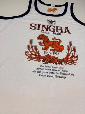 Mens Vintage Singha BeerTank Top Size XL 100% Cotton